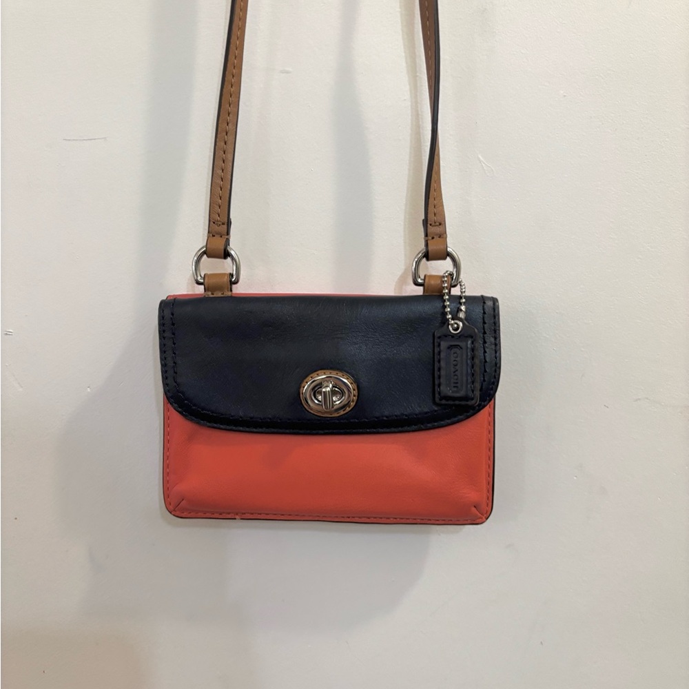 Coach - Navy and Coral Crossbody Wallet Bag